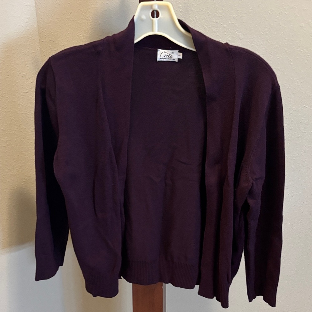 Cielo Deep Plum Open Front Cardigan